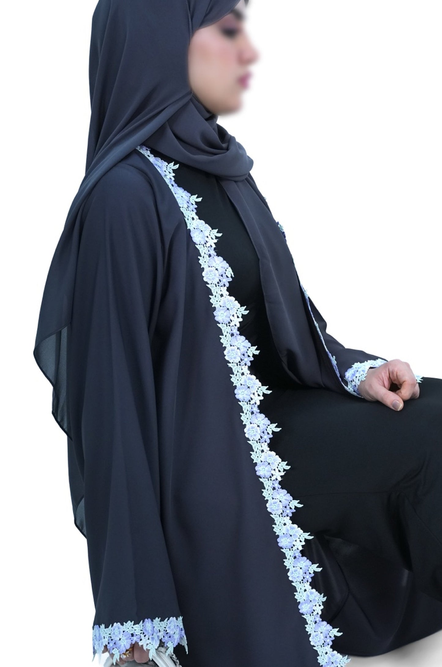 ' Bloom Grey ' Abaya