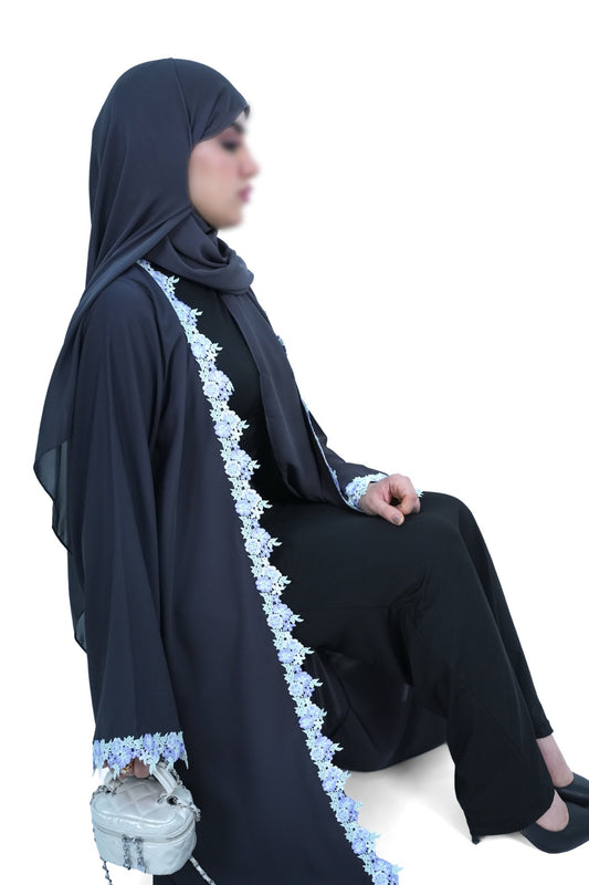 ' Bloom Grey ' Abaya